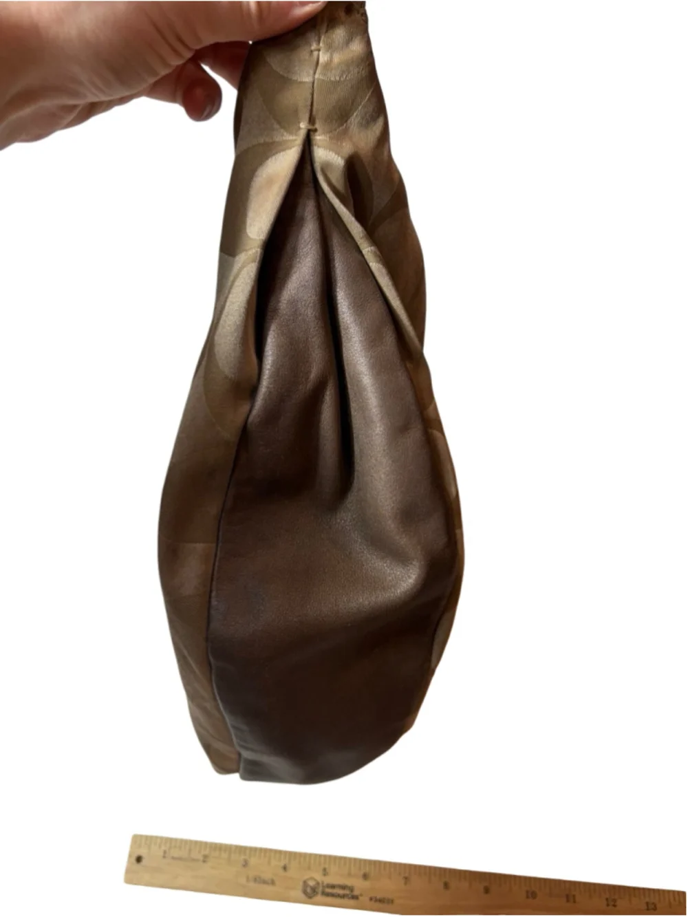 Coach Signature Sateen Ali Large Hobo Shoulder Bag Brown Leather Y2K